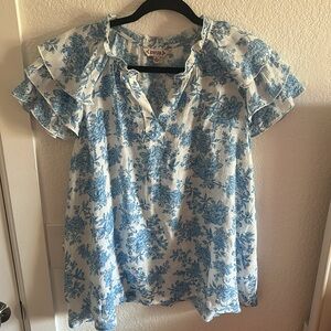 Nanette Lepore Blue Floral Top